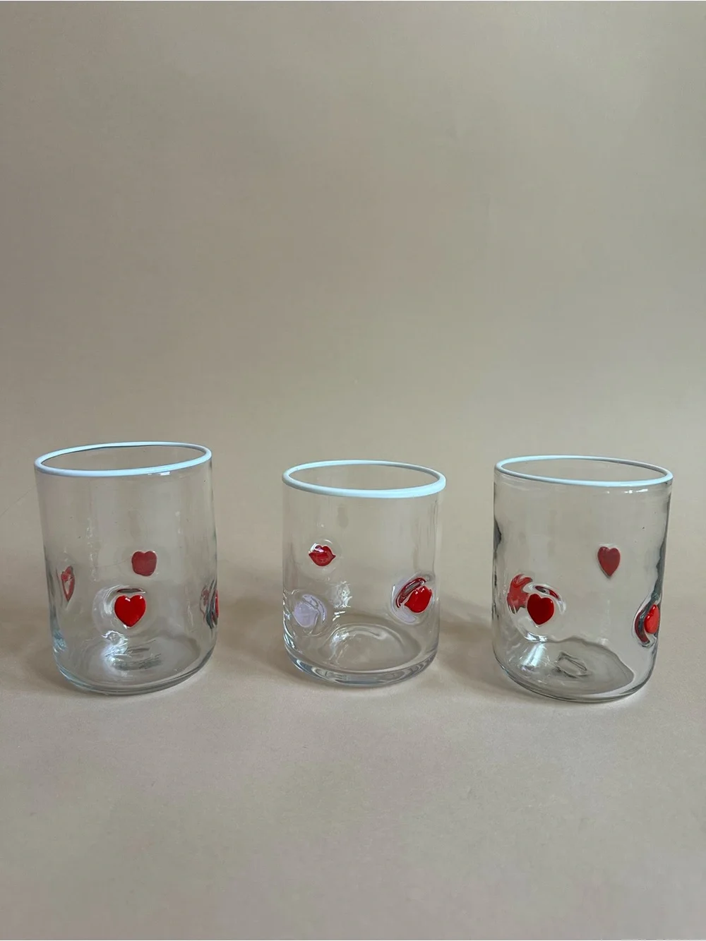 Anthropologie Icon Juice Glass Valentine Collection Set of 3 - Lips and 2 Hearts